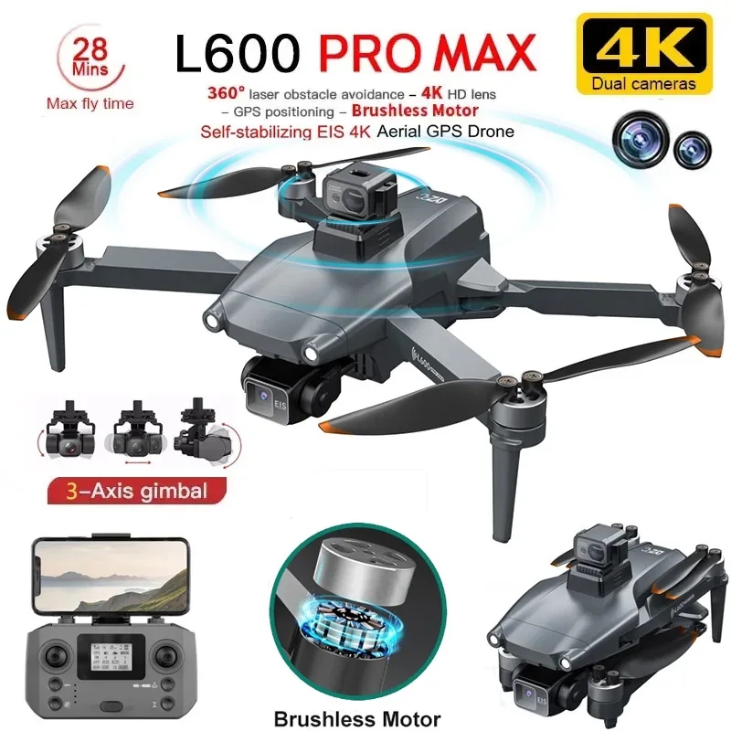 Drone Gimbal 3 Axis - L600 PRO MAX GPS Drone Profesyonel